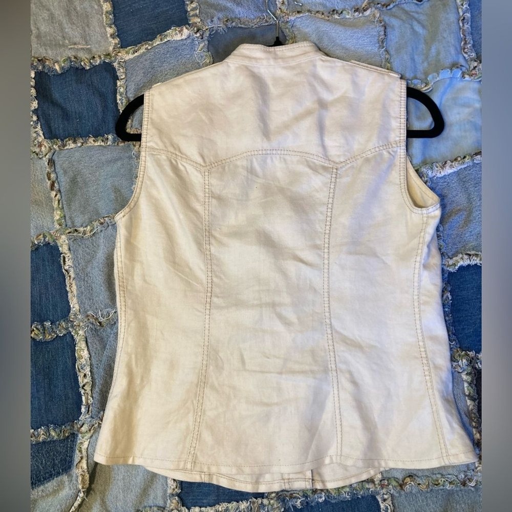 Prada Vest Womens Sz L Cream 100% Linen Button Up Utility Safari Made In Italy - Picture 9 of 9